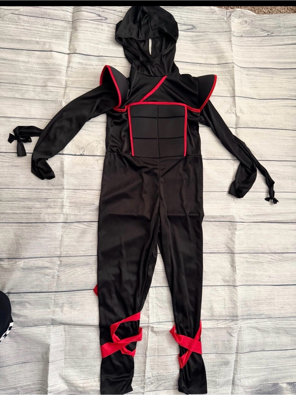 Kids Black and Red Ninja Costume with Hood